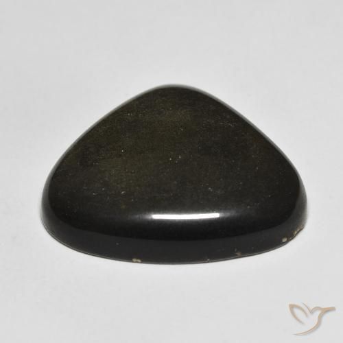 Obsidienne Noir avec reflets dorés naturelle En forme de poire, 19.38 ct, Opaque