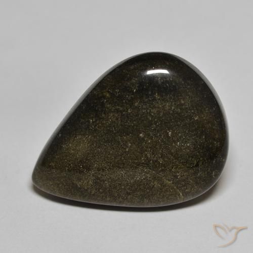 Obsidienne Noir avec reflets dorés naturelle En forme de poire, 21.20 ct, Opaque