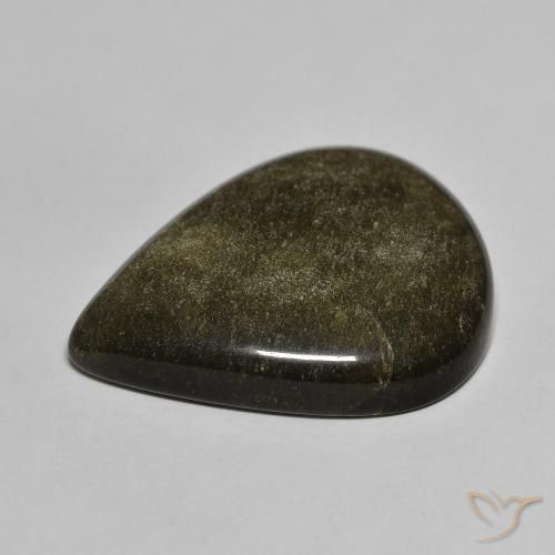 Obsidienne Noir avec reflets dorés naturelle En forme de poire, 21.20 ct, Opaque
