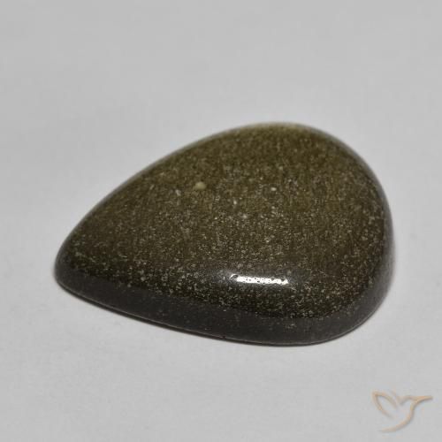 Obsidienne Noir avec reflets dorés naturelle En forme de poire, 17.46 ct, Opaque