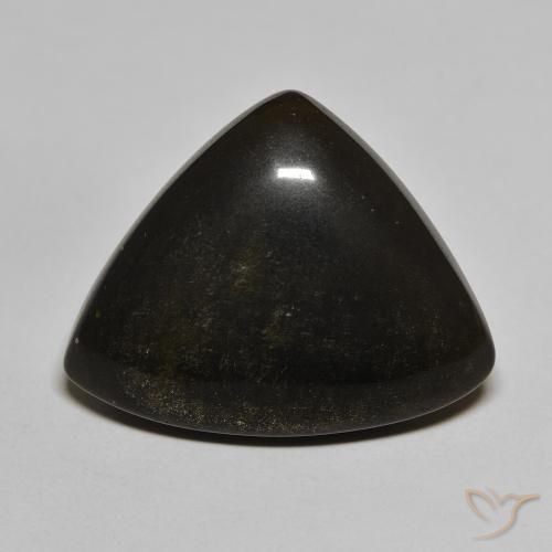 18.17ct Naturel Noir avec reflets dorés Obsidienne, Trillion, Opaque