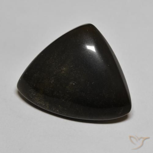 Obsidienne Noir avec reflets dorés naturelle Trillion, 18.17 ct, Opaque
