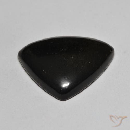 Obsidienne Noir avec reflets dorés naturelle Trillion, 18.17 ct, Opaque