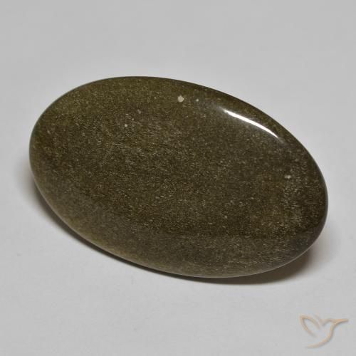 Obsidienne Noir avec reflets dorés naturelle ovale, 20.97 ct, Opaque