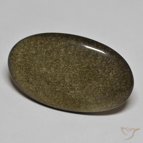 Obsidienne Noir avec reflets dorés naturelle Coupe ovale, 28.51 ct, Opaque