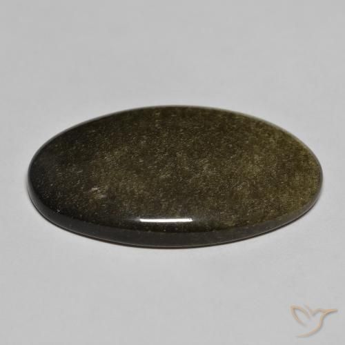 Obsidienne Noir avec reflets dorés naturelle Coupe ovale, 28.51 ct, Opaque