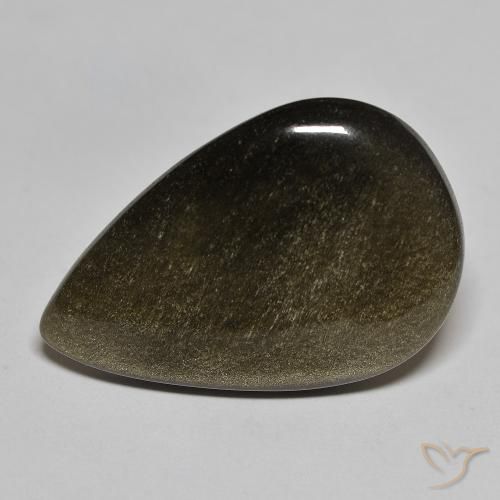 Obsidienne Noir avec reflets dorés naturelle En forme de poire, 16.87 ct, Opaque