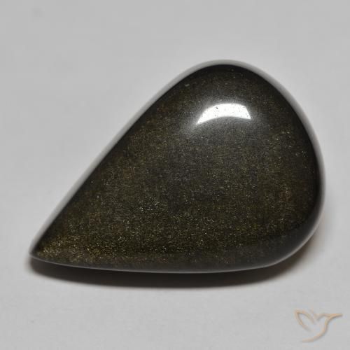 29.24ct Naturel Noir avec reflets dorés Obsidienne, En forme de poire, Opaque