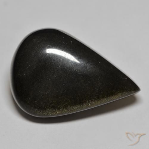 Obsidienne Noir avec reflets dorés naturelle En forme de poire, 29.24 ct, Opaque