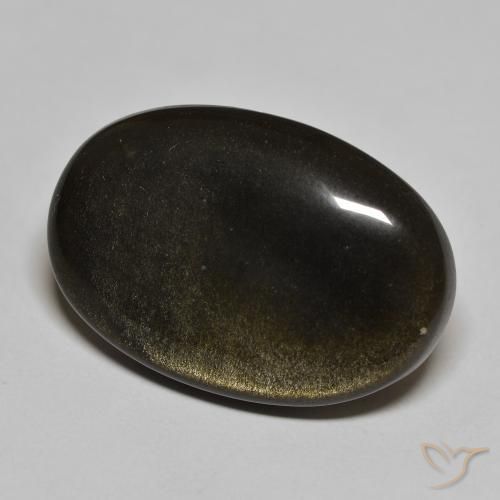 Obsidienne Noir avec reflets dorés naturelle ovale, 22.99 ct, Opaque