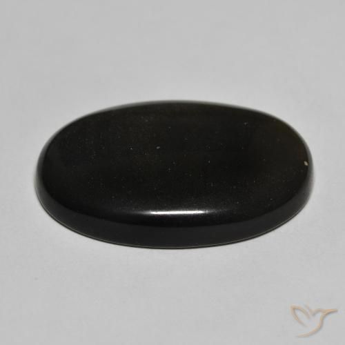 Obsidienne Noir avec reflets dorés naturelle ovale, 22.99 ct, Opaque