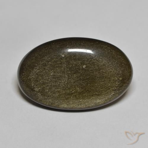 13.63ct Naturel Noir avec reflets dorés Obsidienne, ovale, Opaque