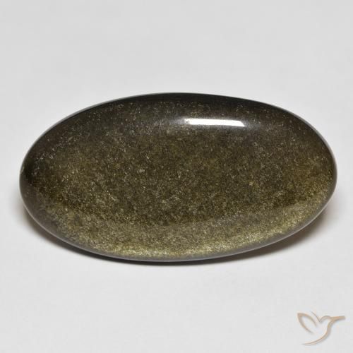 19.68ct Naturel Noir avec reflets dorés Obsidienne, ovale, Opaque
