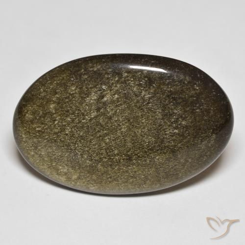 24.36ct Naturel Noir avec reflets dorés Obsidienne, ovale, Opaque