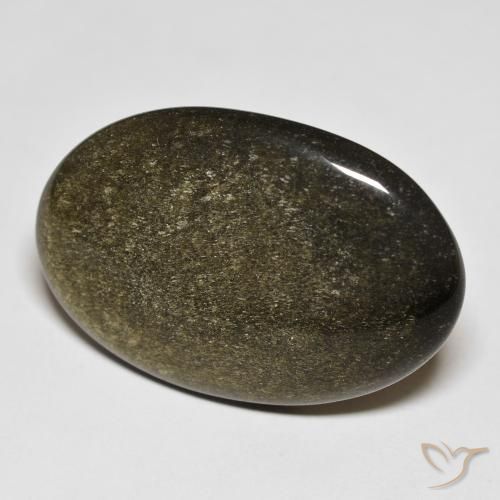 Obsidienne Noir avec reflets dorés naturelle ovale, 24.36 ct, Opaque