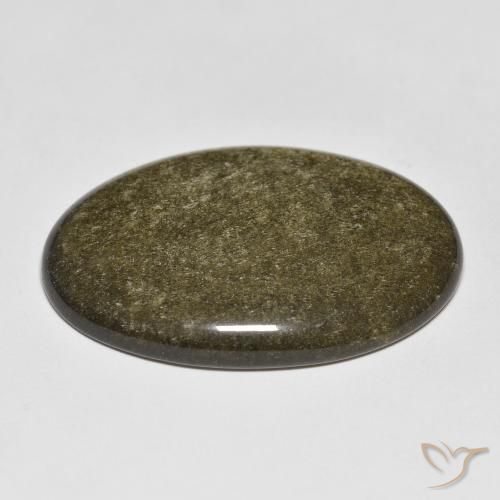 Obsidienne Noir avec reflets dorés naturelle ovale, 24.36 ct, Opaque