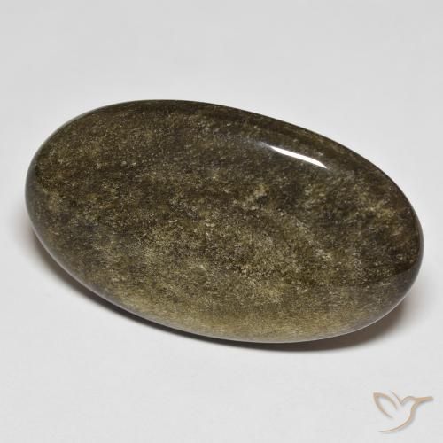 Obsidienne Noir avec reflets dorés naturelle ovale, 35.72 ct, Opaque