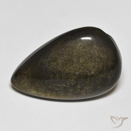 18.13ct Naturel Noir avec reflets dorés Obsidienne, En forme de poire, Opaque