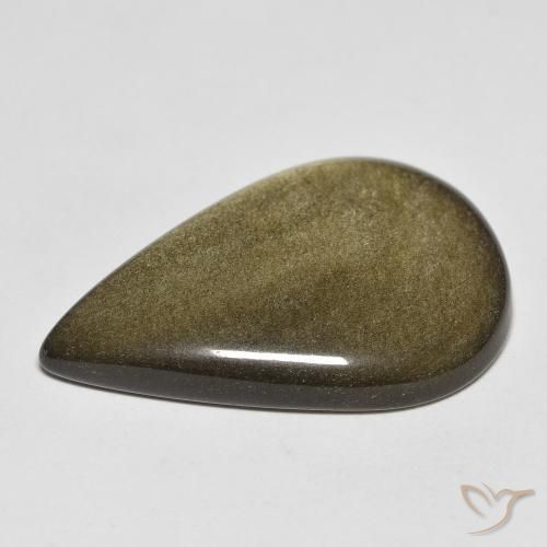 Obsidienne Noir avec reflets dorés naturelle En forme de poire, 20.38 ct, Opaque