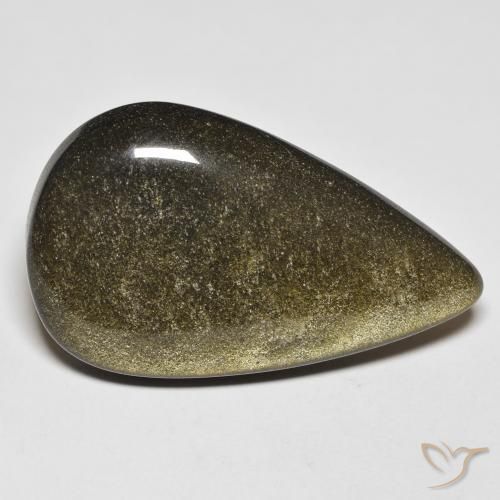 Obsidienne Noir avec reflets dorés naturelle En forme de poire, 24.45 ct, Opaque