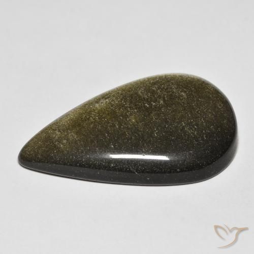 Obsidienne Noir avec reflets dorés naturelle En forme de poire, 24.45 ct, Opaque