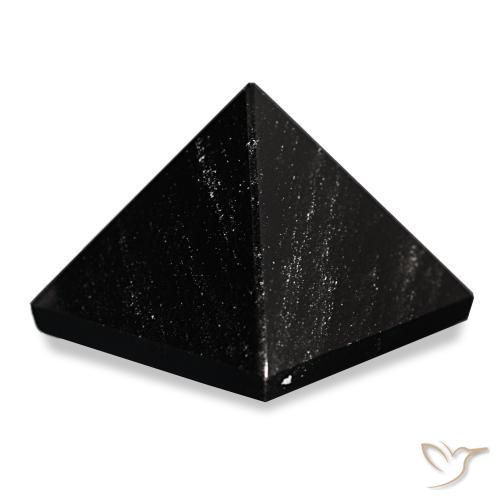 Obsidienne Noir avec lignes grises naturelle Carré, 45.27 ct, Opaque