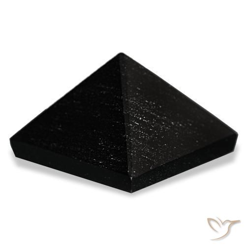 Obsidienne noir avec lignes grises naturelle carré, 66,01 ct, opaque