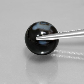 Onyx noir naturelle sphère / boule, 7,24 ct, opaque