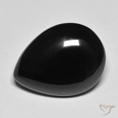 Onyx Noire naturelle En forme de poire, 10.74 ct, Opaque