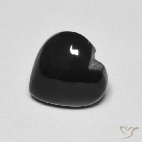 Onyx noir naturelle forme de coeur, 1,39 ct, opaque