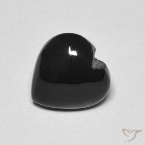 Onyx noir naturelle forme de coeur, 1,39 ct, opaque