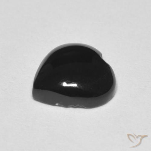 Onyx noir naturelle forme de coeur, 1,39 ct, opaque