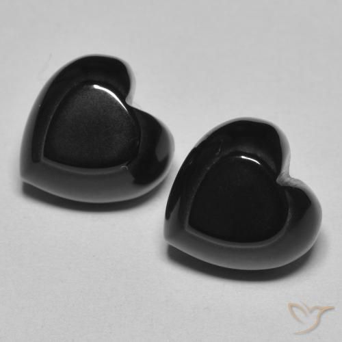 8.63ctw Naturel Noire Onyx, Cœur, Opaque
