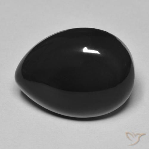 11.43ct Naturel Noire Onyx, En forme de poire, Opaque