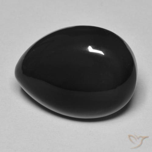 Onyx Noire naturelle En forme de poire, 11.43 ct, Opaque