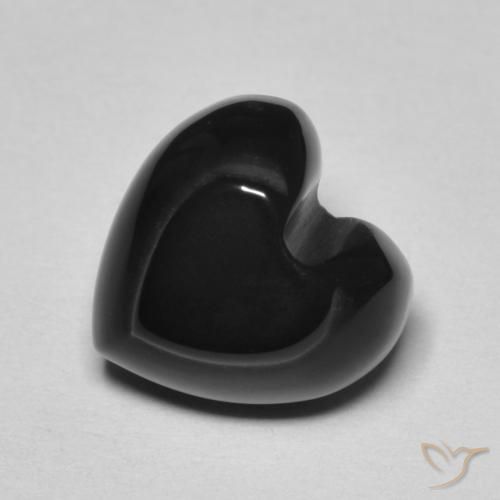 Onyx Noire naturelle Cœur, 4.10 ct, Opaque