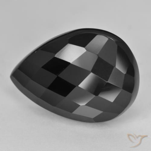 20.08ct Naturel Noire Onyx, En forme de poire, Opaque