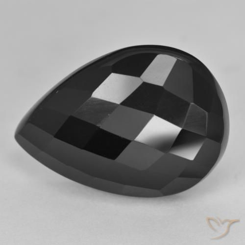 Onyx Noire naturelle En forme de poire, 20.08 ct, Opaque
