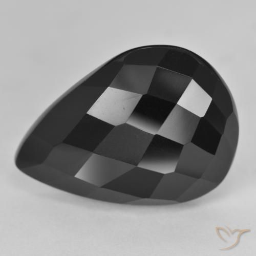 17.01ct Naturel Noire Onyx, En forme de poire, Opaque