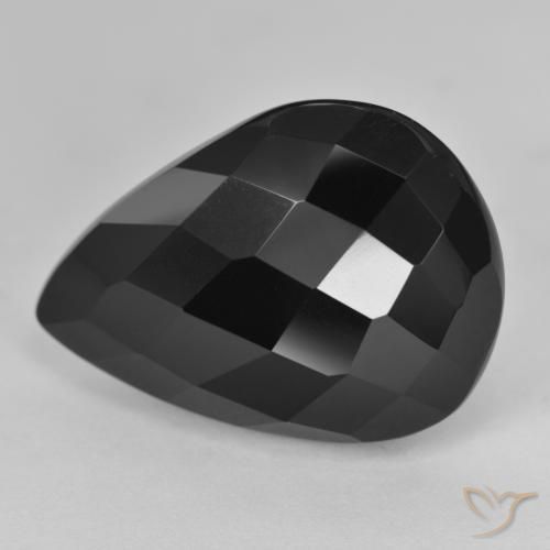Onyx Noire naturelle En forme de poire, 17.01 ct, Opaque
