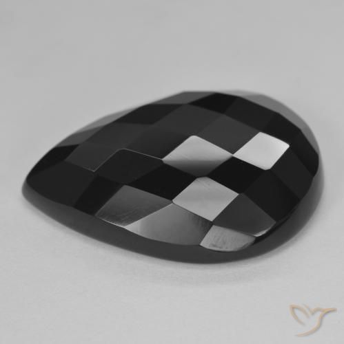 Onyx Noire naturelle En forme de poire, 19.19 ct, Opaque
