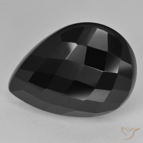 Onyx Noire naturelle En forme de poire, 19.19 ct, Opaque