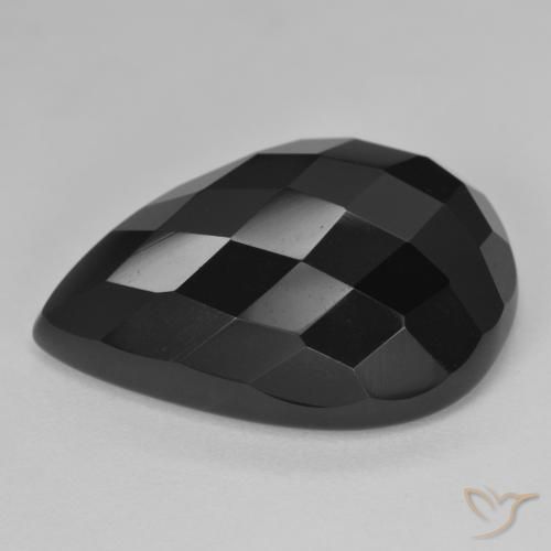 Onyx Noire naturelle En forme de poire, 22.42 ct, Opaque