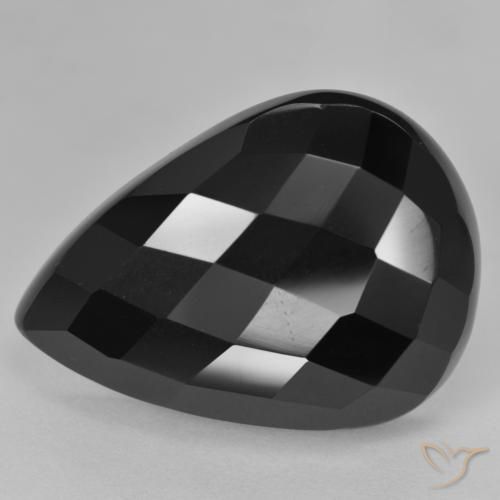Onyx Noire naturelle En forme de poire, 21.79 ct, Opaque