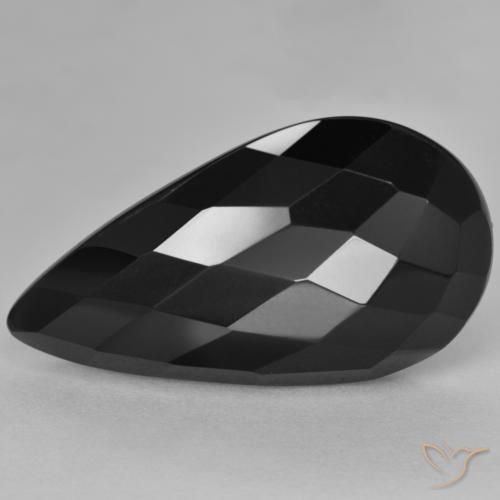 Onyx Noire naturelle En forme de poire, 15.16 ct, Opaque