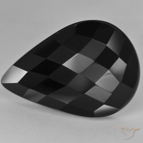 26.89ct Naturel Noire Onyx, En forme de poire, Opaque