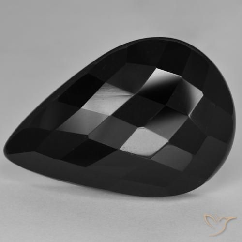 Onyx Noire naturelle En forme de poire, 26.89 ct, Opaque