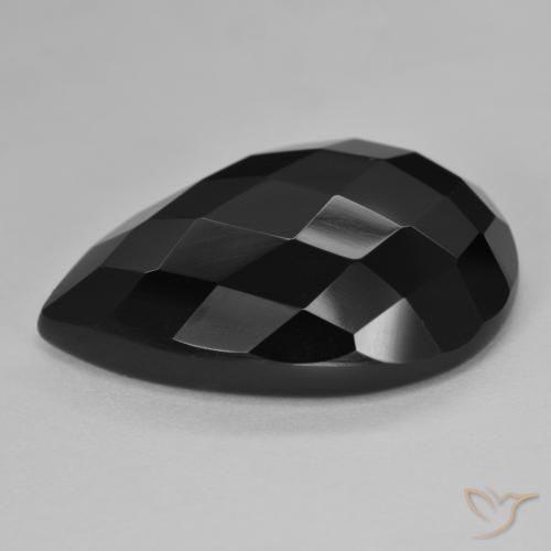Onyx Noire naturelle En forme de poire, 20.38 ct, Opaque