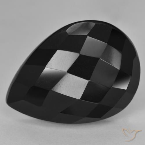 Onyx Noire naturelle En forme de poire, 20.38 ct, Opaque
