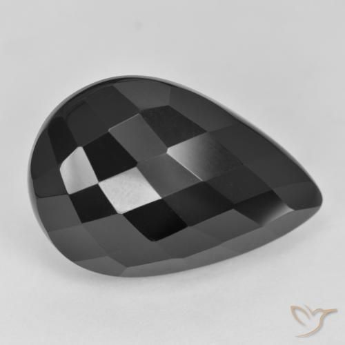 19.24ct Naturel Noire Onyx, En forme de poire, Opaque
